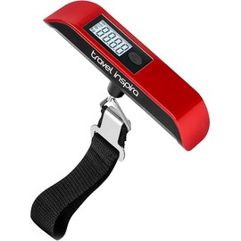 【Travel Essentials】Travel Inspira, Luggage Scale, Portable Digital Hanging Baggage Scale, For Travel, Suitcase Weight Scale, With Rubber Paint, 110 Pounds, Battery Included - Color: Red