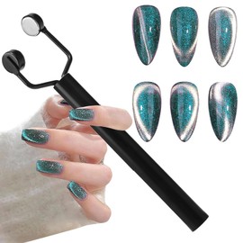 HYWWPFLAY 3 IN 1 Cat Eye Nail Magnet U-Shaped Double Head Magnetic Gel Nail Polish Magnet Pen Magnets For Cat Eye Gel Polish Cat Eye Magnet For Nails Multifunctional Nail Design Tools (Black)