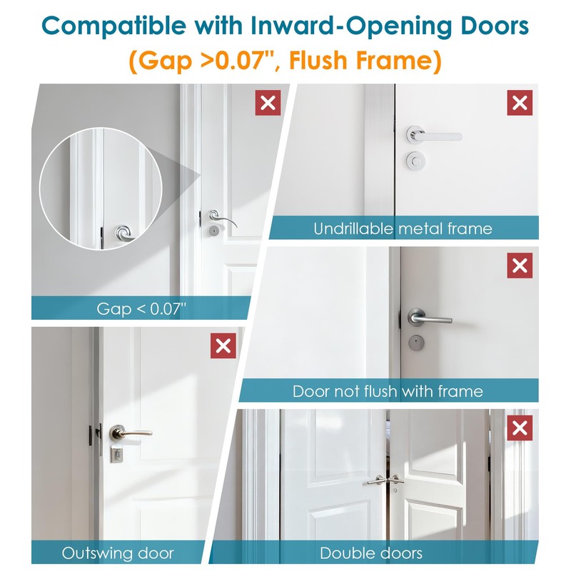 Door Reinforcement Lock for Front Door Child Proof Top of