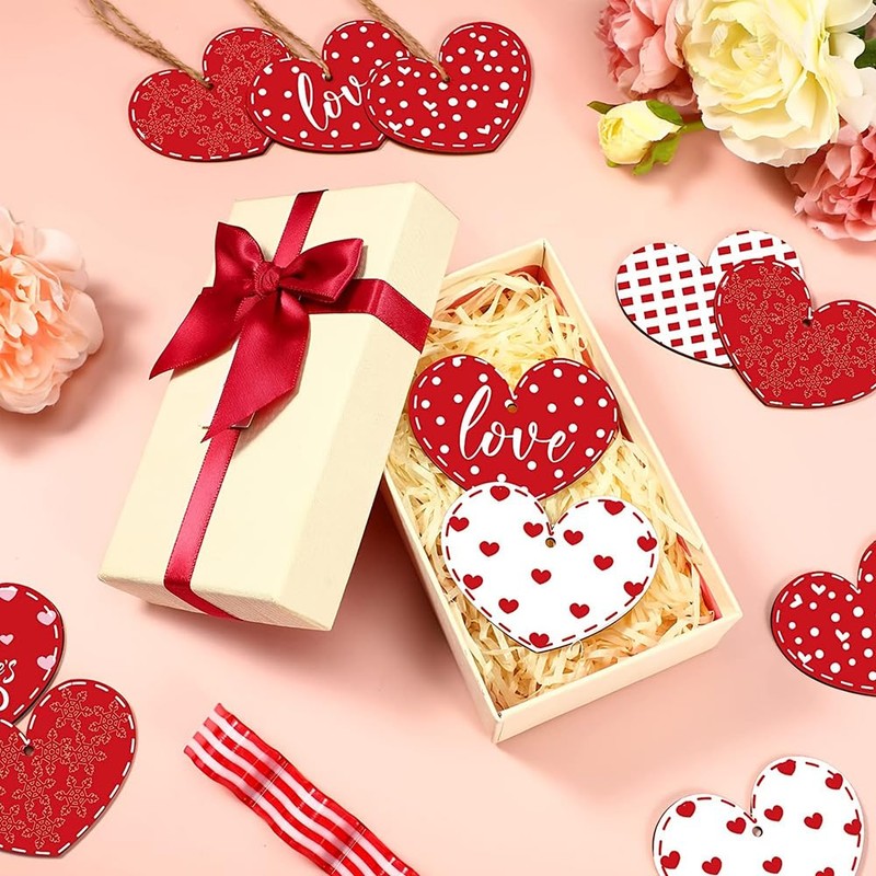 24 Pcs Wooden Love Heart Shape Craft