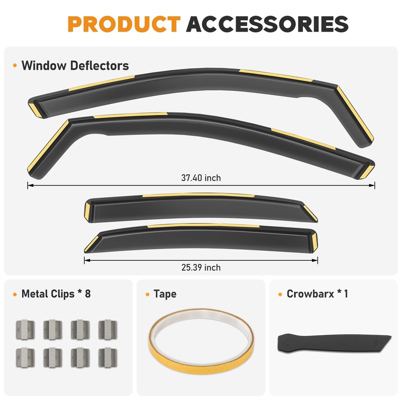 HOPE YOU READY Shatterproof in-Channel Window Rain Guards for 2015-2021