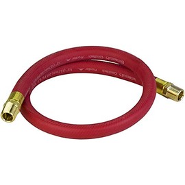 PneumaticPlus RED EPDM synthetic Rubber Air & Water Hose 1/4" ID x 0.53" OD with 1/4" NPT Male Fitting Connections (6 FT)