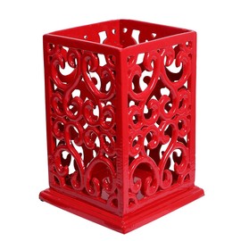 jogreful Vintage Cast Iron Utensil Holder, Cooking Decorative Utensil Organizer for Kitchen Countertop Cooking Utensil Holder (Red, Retro)