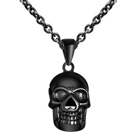 Feilok Mens Necklace Skeleton Unisex Religious Stainless Steel Punk Necklace Chains for Men Man Boys