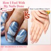 Ceboic French False Nails Short Square, Blue White Gradient Press
