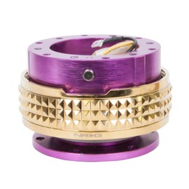 NRG Innovations NRG-SRK-210PP-CG Gen 2.1 Steering Wheel Quick Release Adapter Kit, 6x70 and 6x74mm Bolt Patterns, Purple Body/Chrome Gold Pyramid Ring