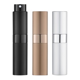 LISAPACK LISAPACK 8ML Atomizer Perfume Spray Bottle for Travel (3 PCS) Empty Cologne Dispenser, Portable Sprayer (Black, Silver, Brown)