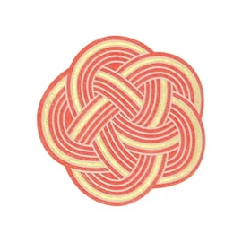 Mizuhiki Plum Knot Stickers, Gold Foil Stamping, 1.4 x 1.4 inches (35 x 35 mm), 50 Sheets (Red x Gold)
