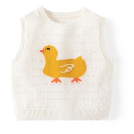 warmstraw Baby Toddler Knitted Vest Soft Comfort Waistcoat Top Thin Summer Spring Wear Duck Pattern White 9-12 Months