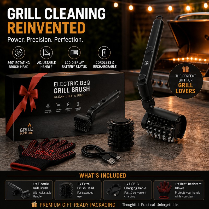 360° Electric BBQ Grill Brush for Outdoor Cleaning – Wireless