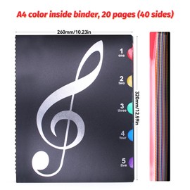 NVGFTG Music Folder Coloured 20 Pages A4 Choir Folder Black Project Folder Double-Sided Music Folder for Music Sheets School Office Art Business