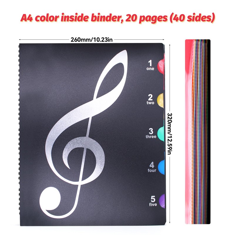 NVGFTG Music Folder Coloured 20 Pages A4 Choir Folder Black