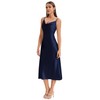 Women's Spaghetti Strap Midi Satin Slik Dress Cowl Neck Long