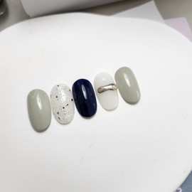 Navy Silver Chunk Nails - Alcohol Swap 2p / 네이비 실버덩어리 네일 - 알콜스왑2p