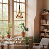LUXWELL Modern Amber Glass Pendant Light, 6"x11.5" Floral Bell-Shaped Hanging