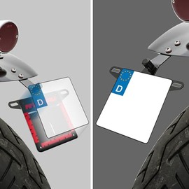 polarmotor Motorcycle Number Plate 180 x 200 mm Aluminium Number Plate Holder Black Metal with Rear Reflector