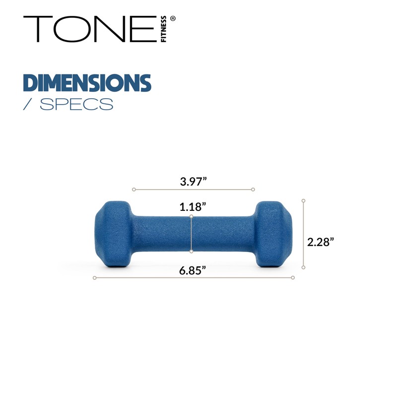 Tone Fitness 3 lb Neoprene Dumbbell Pair for Home Workouts