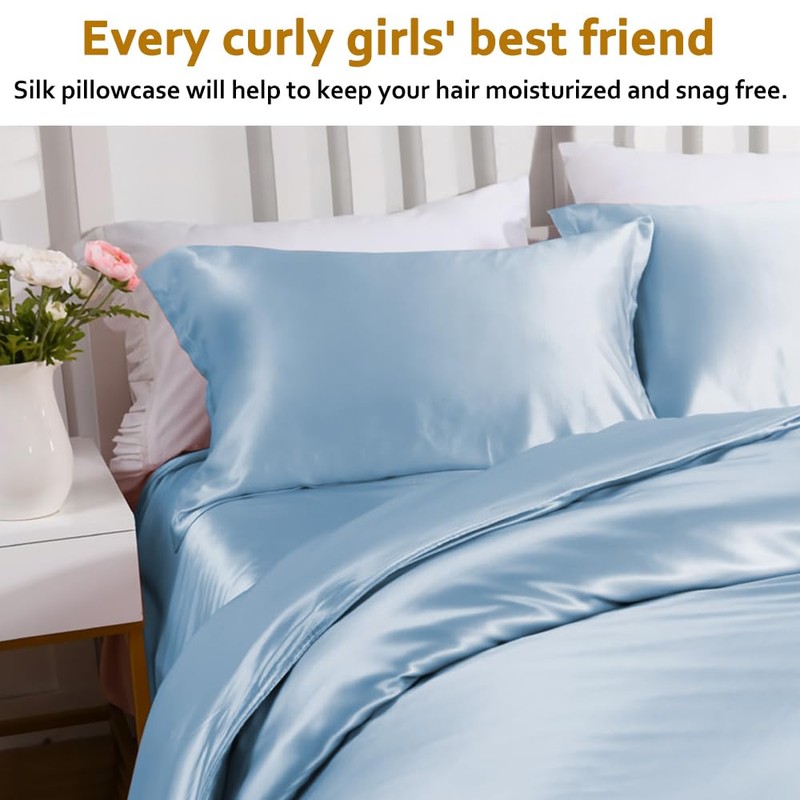 Ravmix Silk Pillowcase for Hair and Skin with Hidden Zipper,