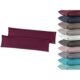 Pack of 2 Jersey Cushion Covers Side Sleeper Pillow 40 x 145 cm 100% Cotton Anthracite