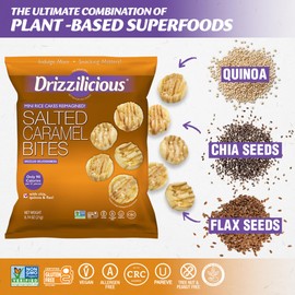 Drizzilicious Drizzilicious Mini Rice Cakes Salted Caramel - Rice Crisps, Healthy Snack for Adults and Kids, Flavored Rice Cakes, Vegan, Gluten Free, Allergen Free, Only 90 Calories Per Bag - 0.74 oz (Pack of 10)