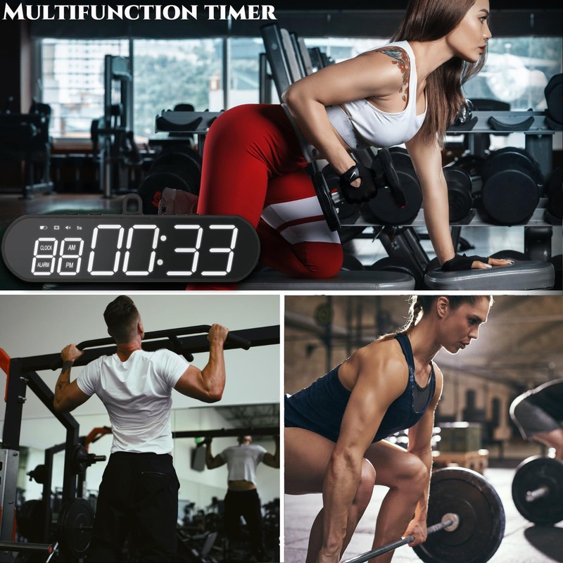 Portable Gym Timer, Multifunctional Gym Timer Interval Countdown Clock, Fitness