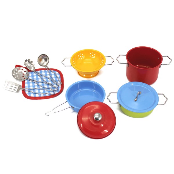 KIDAMI Kids Play Kitchen Toys Pots and Pans Stainless Steel Cookware Playset Pretend Cooking Utensils for Kids