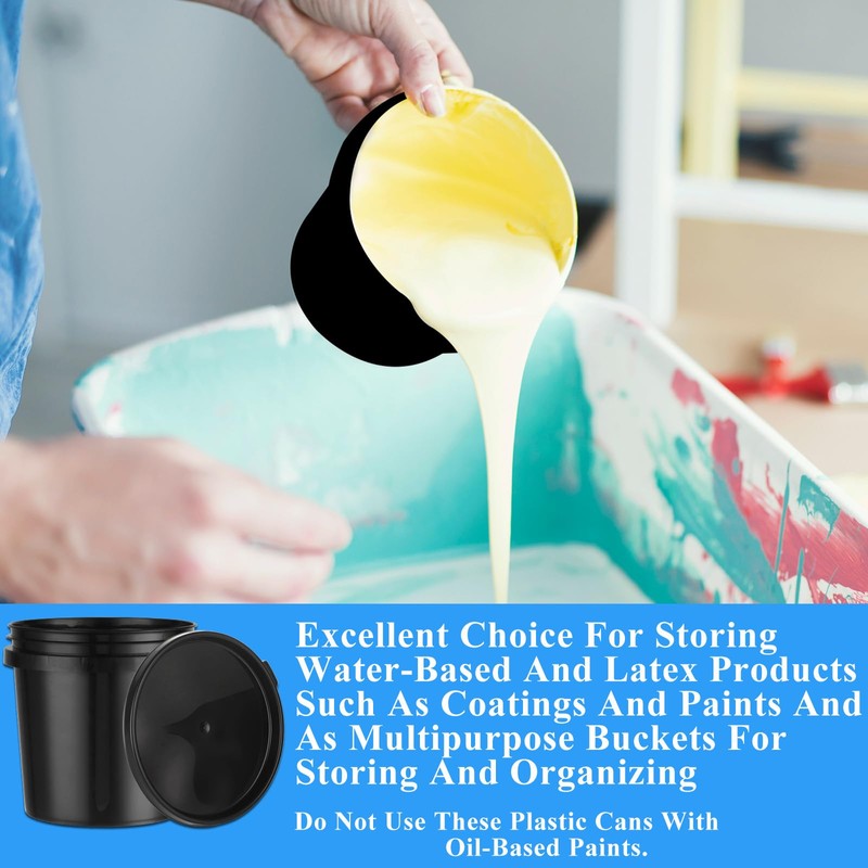 Acrux7 8 Pack 1 Quart Plastic Paint Buckets, Empty Paint