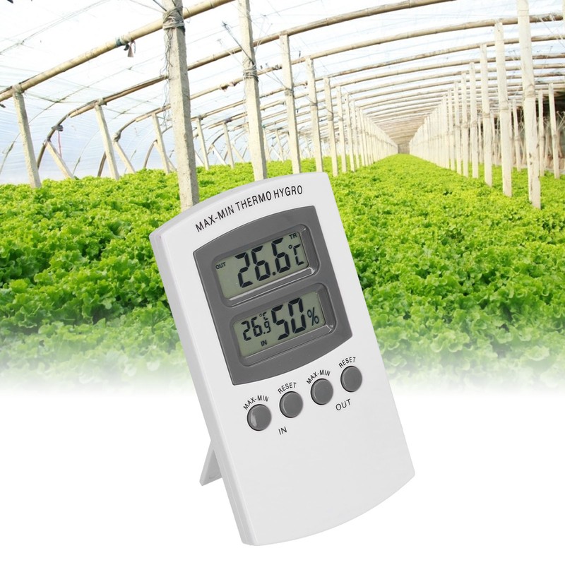 LCD Temperature and Humidity Monitor WallMountable Wired Flower Planting Hygrometer