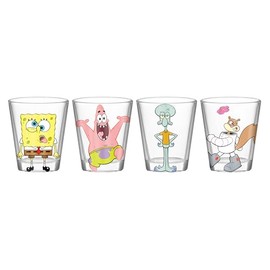 Silver Buffalo Spongebob Squarepants Facial Expressions Characters 4pc. 1.5oz. Mini Glass Set 4x1