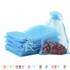 100pk Lake Blue Organza Gift Bags,9x12cm Small Organza Favor Bags,Wedding