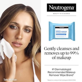 Neutrogena Toallitas desmaquillantes sin fragancia, toallitas limpiadoras faciales diarias, elimina suavemente el aceite y el maquillaje, toallitas de maquillaje sin alcohol, paquete doble, 2 x 25