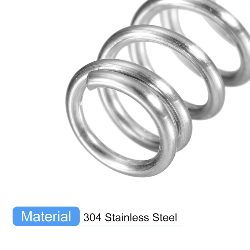 sourcing map Compression Spring, 5Pcs 304 Stainless Steel, 6mm OD,