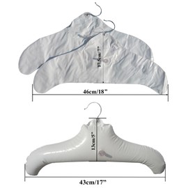 Coralpearl Inflatable Hangers for Travel X 2 in White Round Shoulder, Air Blow up Clothes Drying Hangars with Metal Hook, Compact, Space Saving, Foldable, Portable, Non Slip for Hand Wash Laundry