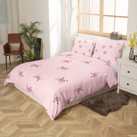 Feelyou Pig Bedding Set Pink Girls Cute Cartoon Pigs Comforter Cover Set for Kids Teens Women Kawaii Room Decor Duvet Cover Breathable Lovely Farm Animal Bedspread Cover Queen Size