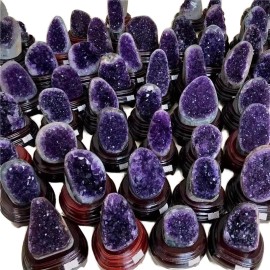 Wholesale High Quality Natural Amethyst Geode Quartz Clusters Popular Crystal Crafts for DecorationColor: Amethyst Geode Quartz Clusters, Size: 50-100g