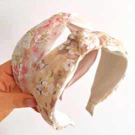 Wide Flower Women's Headbands Top Knot Hair Bands Elastic Head Wrap Cute Outdoor Hair Accessories for Women and Girls (FLW)