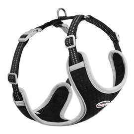 ThinkPet Arnés de ventilación reflectante transpirable suave sin tirones para cachorros, chaleco de ventilación para cachorros pequeños y medianos (negro, L)