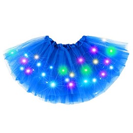 Nicute Women's LED Tutu Skirt Light Up Tutus Layered Tulle Ballet Dance Skirt Sparkly Party Tutu Costume for Women, Dark Blue, 40 Short