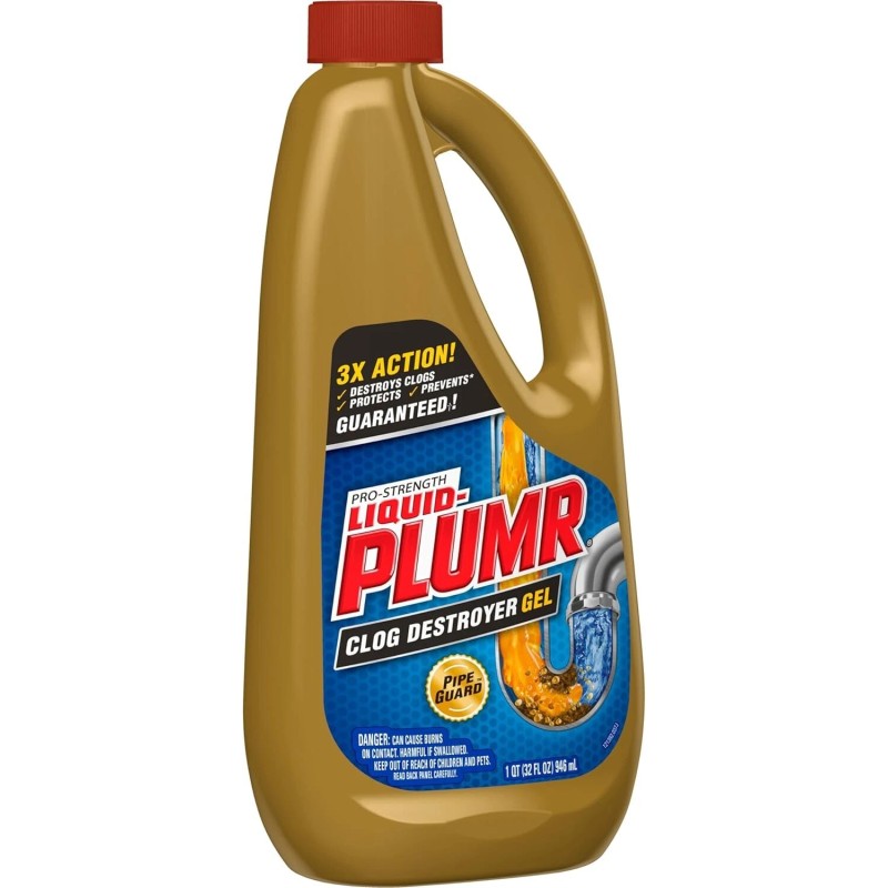 Liquid-Plumr Pro-Strength Clog Destroyer Gel 32oz Drain Cleaner with PipeGuard