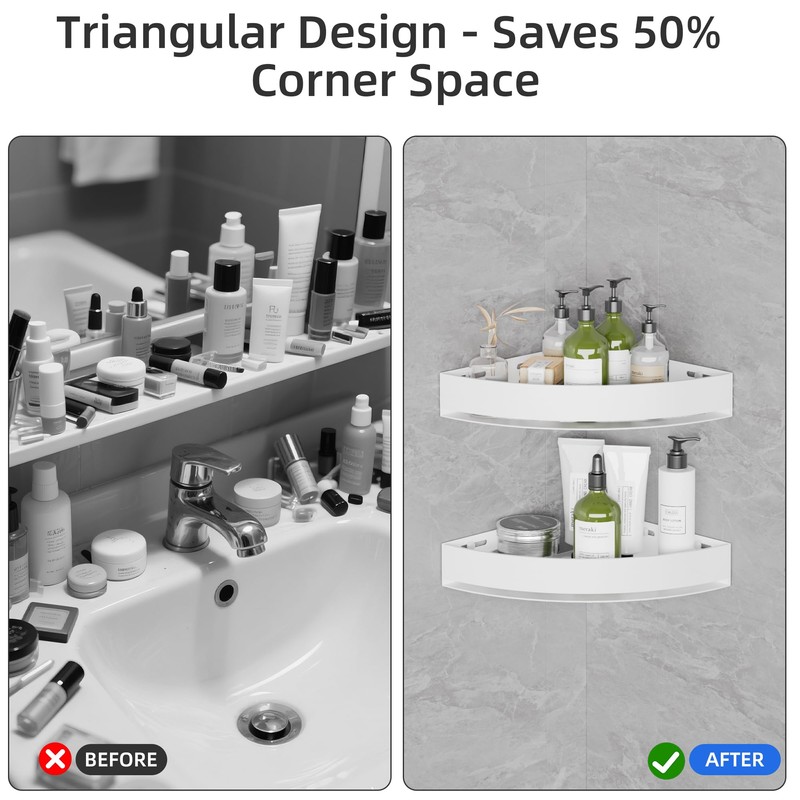 Wisfame Aluminium Shower Corner Shelves - Rustproof Shower Caddy No
