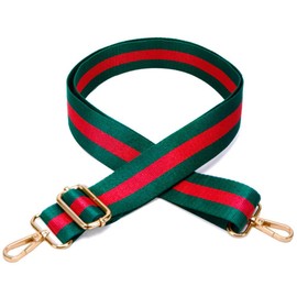Conworld Purse Strap Replacement Crossbody for Handbag, 1.5" Golden Buckle Green & Red Christmas Purse Strap for Women, Adjustable Bag Straps Replacement
