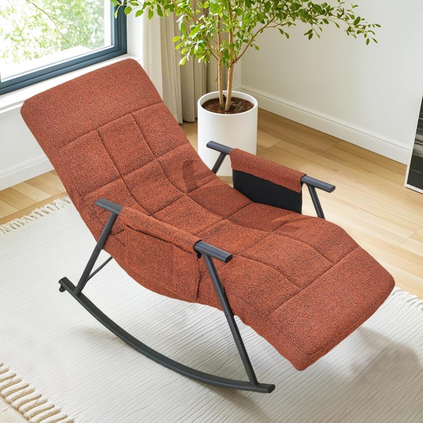 VECELO High Back Nursery Rocking Chair with Foot Rest, Teddy