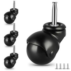 BIMUYI 50mm Vintage Ball Castor Wheels, Swivel Spherical Stem Castors with Sockets, 8 x 38mm Stem Mount for Furniture, Sofa, Cart, Chair, Cabinet, Set of 4