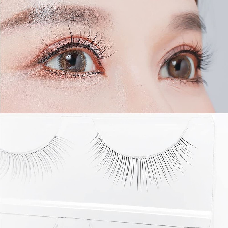 Musegetes False Eyelashes 4D Clear Band False Eyelashes Natural False