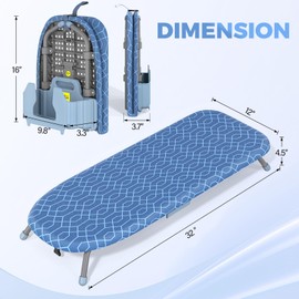 APEXCHASER Ironing Board Small with Iron Holder, Tabletop Small Iron Board with 2 Heat Resistant Ironing Covers, Portable Tabletop Ironing Board with Non-Slip Feet for Home Travel Use