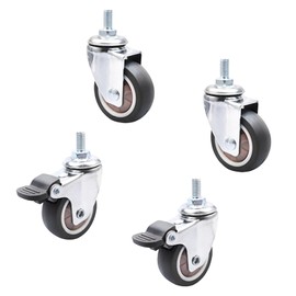Pack of 4 Swivel Castors for Furniture Swivel Furniture Castors Small Heavy Duty Castors with Brake for Furniture Table Trolley Industrial Plants (Silver, 25 mm)