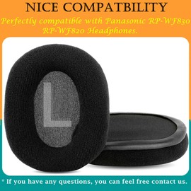 TaiZiChangQin RP-WF820 Upgrade Ear Pads Ear Pads Memory Foam Replacement Compatible with Panasonic RP-WF830 RP-WF820 Headphones Black Velour Ear Pads