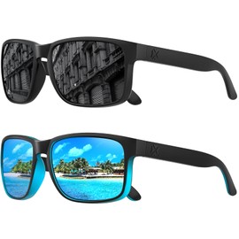 MAXJULI Polarized Sunglasses for Men and Women,UV400 Protection Sun Glasses,Ideal for Driving Cycling and Running 8120（Grey+ Blue）