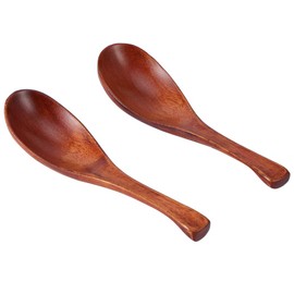 2 pieces household kitchen soup natural wood material short handle spoon crockery cutlery reusable packaging