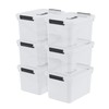 Sosody 6 Quart Plastic Storage Bins with Handles, Small Clear